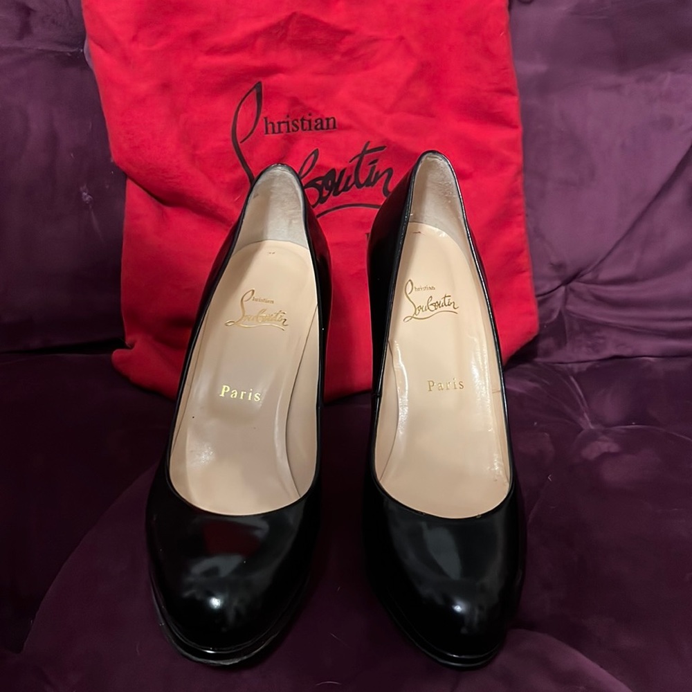 CHRISTIAN LOUBOUTIN BLACK SIMPLE PUMP ,120 mm size 9.